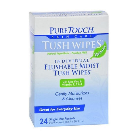 Pure Touch Skin Care, Tush Wipes Flushable, 24 CT