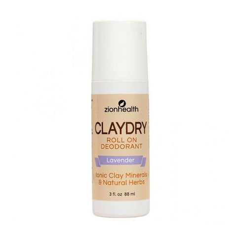 Zion Health, Clay Dry Deodorant, Roll-on, 3 oz