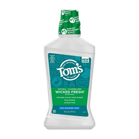 Tom's Of Maine, Long Lasting Wicked Fresh Mouthwash, Cool Mountain Mint 16 oz