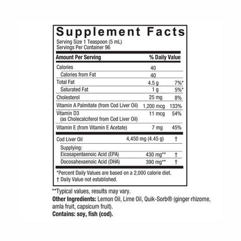 Nature's Answer, Cod Liver Oil, Lemon 16 oz