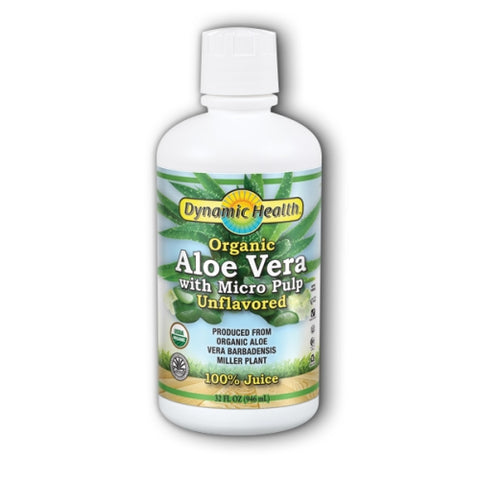 Dynamic Health Laboratories, Organic Aloe Vera Juice with Micro Pulp Unflavored, 32 Oz