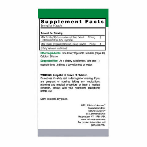 Nature's Answer, Milk Thistle Seed Standardized, 120 Vcaps