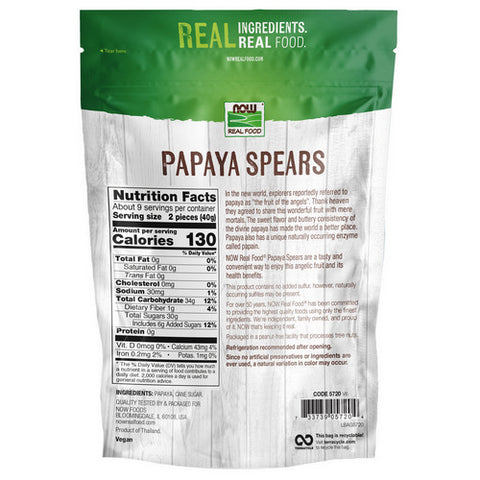 Now Foods, Papaya Spears Low Sugar, 12 oz