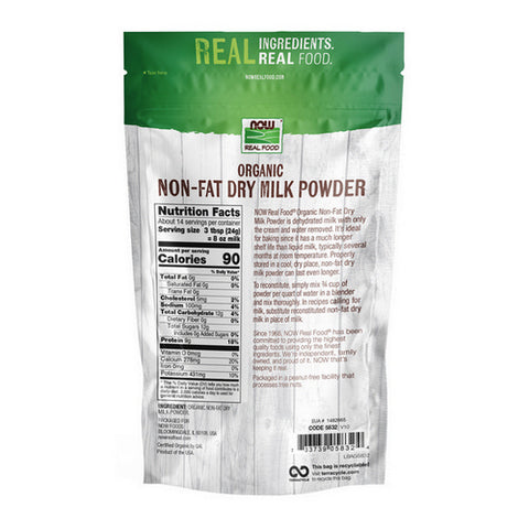 Now Foods, Organic Non-Fat Dry Milk Powder, 12 Oz