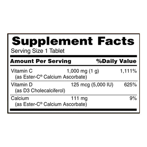 American Health, Ester-C With D3, 5000 IU, 60 Tabs