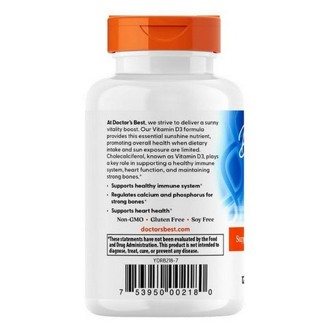 Doctors Best, Vitamin D3, 5000 IU, 180 softgels