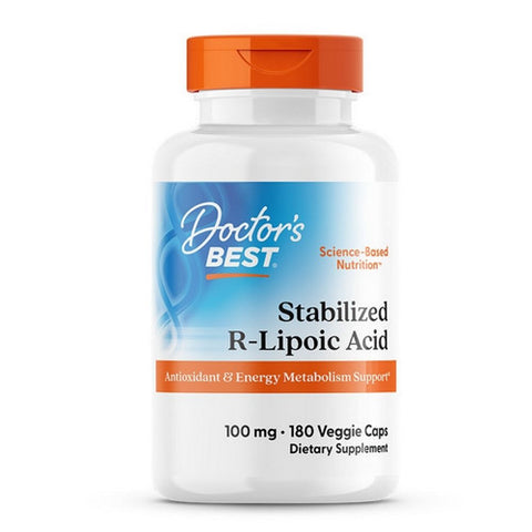 Doctors Best, Stabilized R-Lipoic Acid with BioEnhanced Na-RALA, 100 mg, 180 Veggi Caps