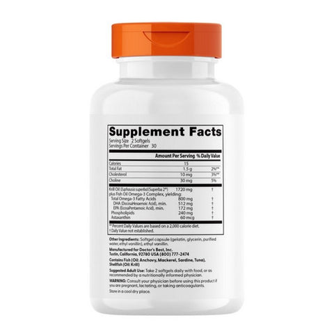 Doctors Best, Real Krill Enhanced with DHA & EPA, 60 softgels