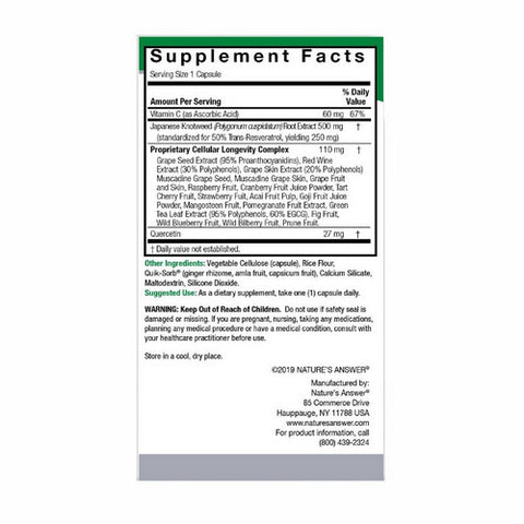 Nature's Answer, Resveratrol, 250 mg, 60 VegCaps