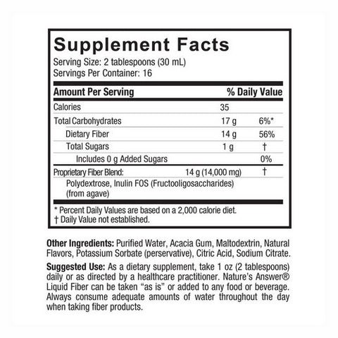 Nature's Answer, Liquid Fiber, 16 Oz