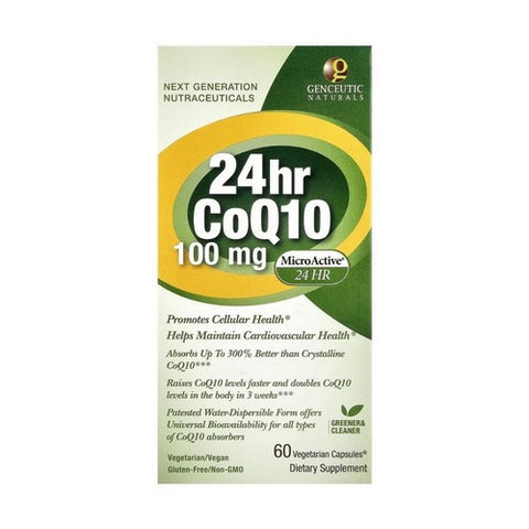 Genceutic Naturals, Nano CoQ10 24 Hour, 100 mg, 60vcaps
