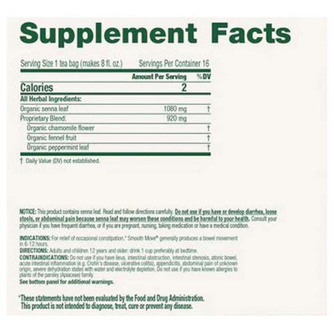 Traditional Medicinals, Organic Smooth Move Tea Senna Chamomile, 16 bags