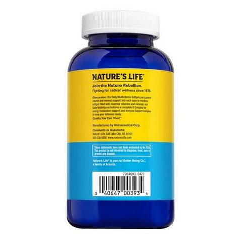 Nature's Life, Daily Multivitamin Softgels, 180 Count