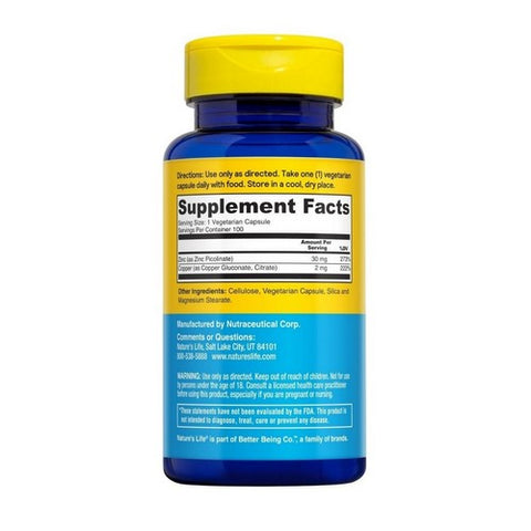 Nature's Life, Zinc Picolinate, 30 Mg, 100 Caps