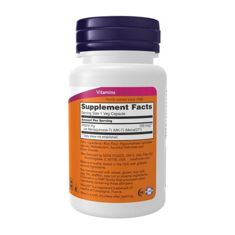Now Foods, MK-7 Vitamin K-2, 100 mcg, 60 vcaps
