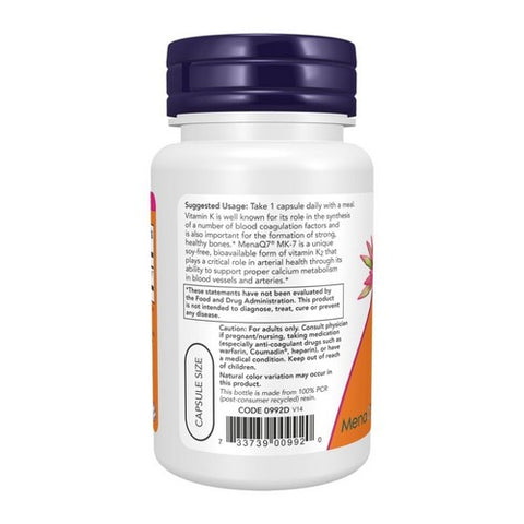 Now Foods, MK-7 Vitamin K-2, 100 mcg, 60 vcaps