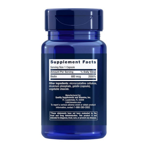Life Extension, Biotin, 600 MCG, 100 caps