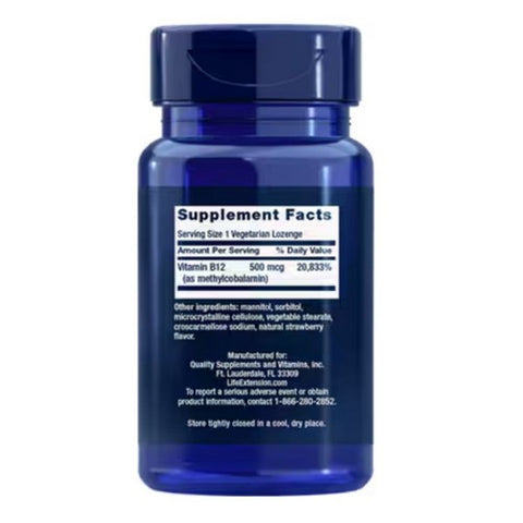 Life Extension, Vitamin B12, 500 mcg, 100 lozenges