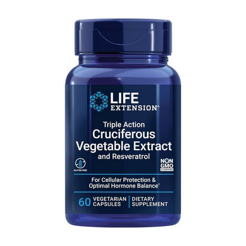 Life Extension, Triple Action Cruciferous Vegetable Extract, with Resveratrol 60 vcaps