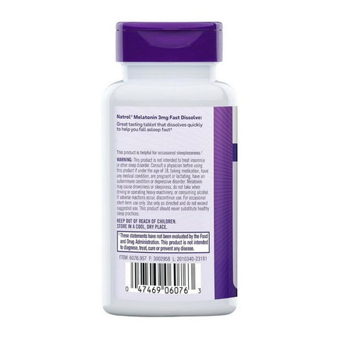 Natrol, Melatonin Fast Dissolve, 3 mg, 90 tabs