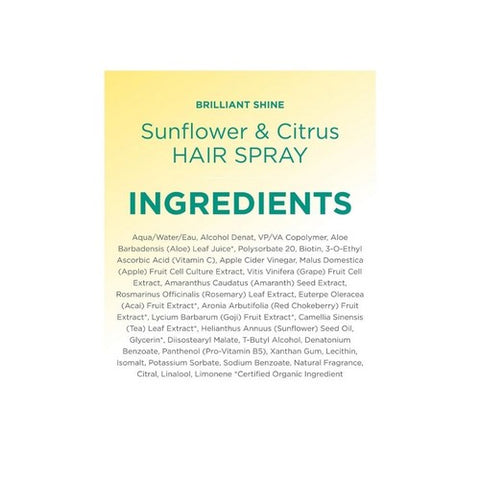 Andalou Naturals, Brilliant Shine Hair Spray, Sunflower and Citrus 8.2 oz