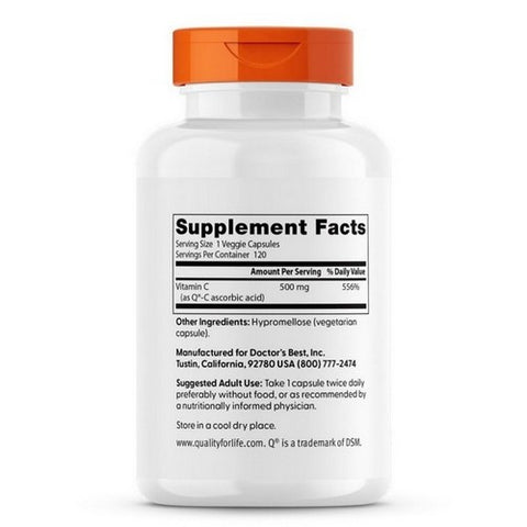 Doctors Best, Vitamin C, 500 Mg, 120 Veggie Caps