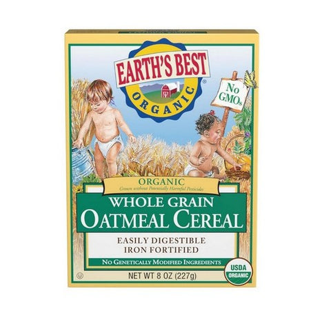 Earth's Best, Organic Whole Grain Oatmeal Cereal, 8 Oz