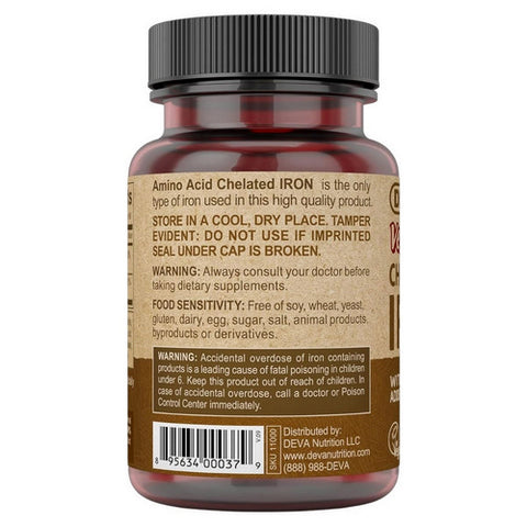 Deva Vegan Vitamins, Chelated IRON Vegan, 90 TAB
