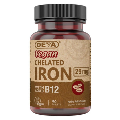 Deva Vegan Vitamins, Chelated IRON Vegan, 90 TAB