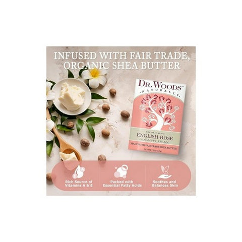 Dr.Woods Products, Castile Bar Soap, ROSE LIGHTEN 5.25 OZ