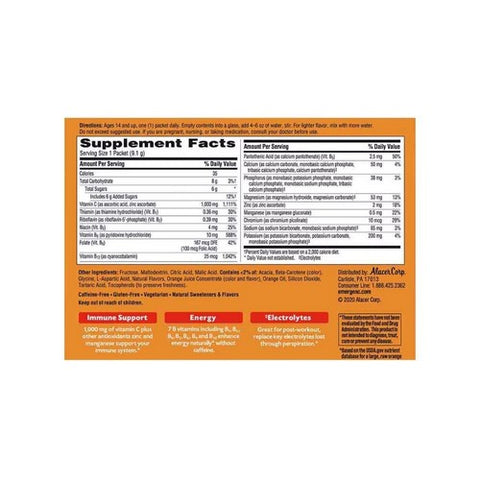 Alacer, Emergen-C Vitamin C Drink Mix, 1000 mg, Raspberry 10 pkts