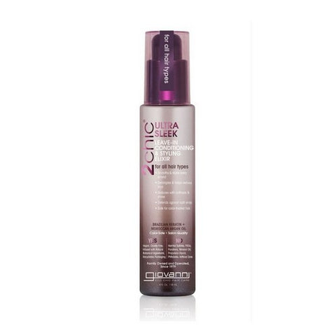 Giovanni Cosmetics, 2chic Ultra-Sleek Leave-In Conditioning & Styling Elixir, Brazilian Keratin & Argan Oil 4 oz