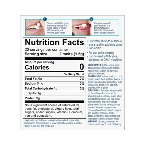 OraCoat, XyliMelts Dry Mouth Stick-On Melts Mild-Mint, 40 Melts