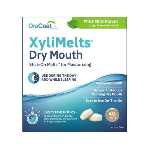 OraCoat, XyliMelts Dry Mouth Stick-On Melts Mild-Mint, 40 Melts
