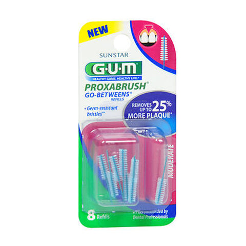 Gum, Go-Betweens Proxabrush Refills Moderate, cylindrical 612RN 8 ct