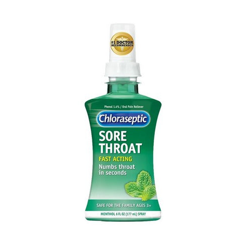 Med Tech Products, Chloraseptic Sore Throat Relief Spray, Menthol 6 oz