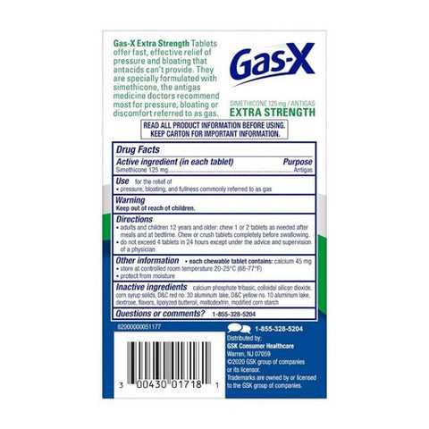 Gas-X, Chewable Tablets Extra Strength, Peppermint 18 tabs
