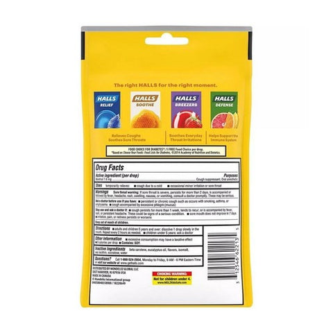 Halls, Mentho-Lyptus Cough Drops Sugar Free, 25 Lozenges
