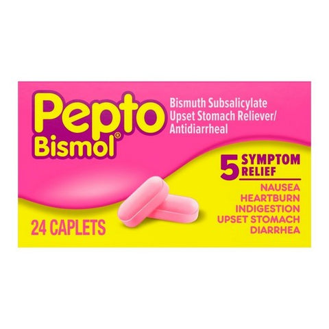 Pepto-Bismol, Upset Stomach Reliever Antidiarrheal Caplets, 24 ct