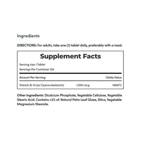 Nature's Bounty, Vitamin B-12, 1000 mcg, 100 tabs