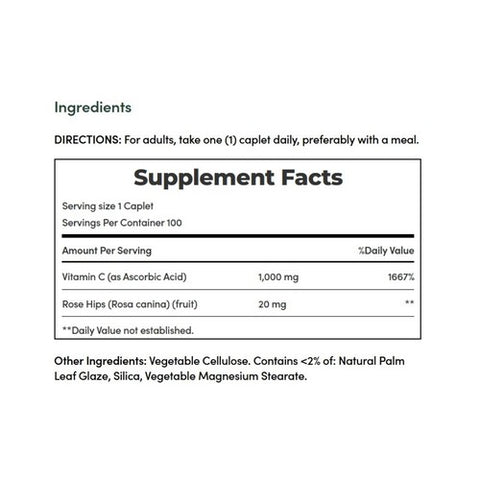Nature's Bounty, Vitamin C Plus Rose Hips, 1000 mg, 100 tabs