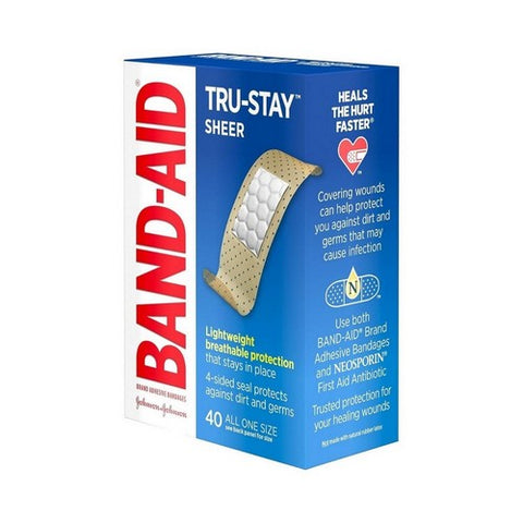 Band-Aid, Tru-Stay Sheer Strips Bandages All One Size, 40 each