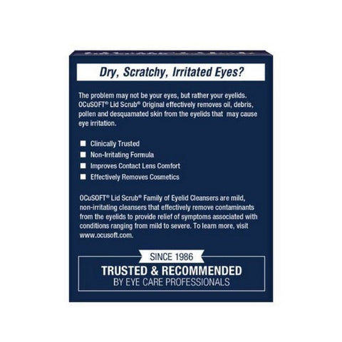 Ocusoft, Lid Scrub Eyelid Cleanser Pre-Moistened Pads Original Formula, Box Of 1