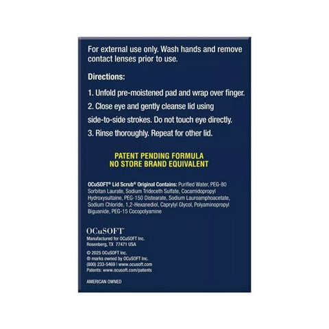 Ocusoft, Lid Scrub Eyelid Cleanser Pre-Moistened Pads Original Formula, Box Of 1