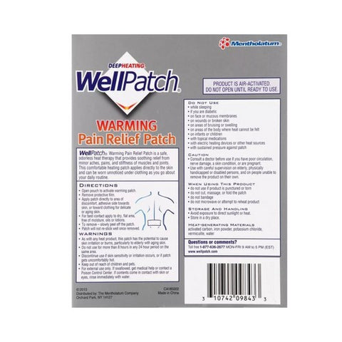 Wellpatch, Warming Pain Relief Patch, Large 4 each