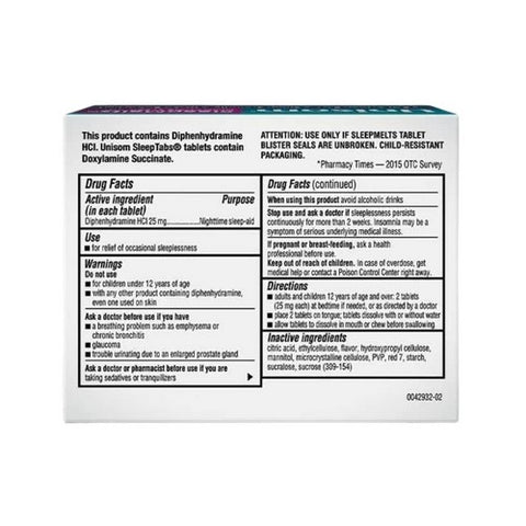 Unisom, Sleep Melts Cherry Flavor, Cherry 24 tabs