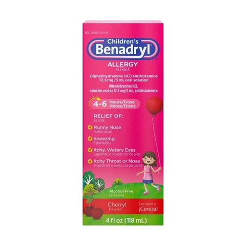 Benadryl, Childrens Allergy Liquid, Cherry 4 oz