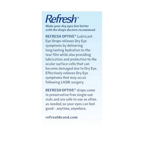 Refresh, Optive Lubricant Eye Drops Single-Use Containers, Count of 30
