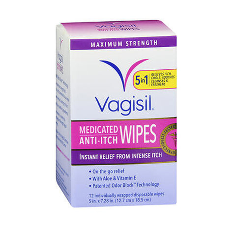 Vagisil, Anti-Itch Medicated Wipes Maximum Strength, 12 each