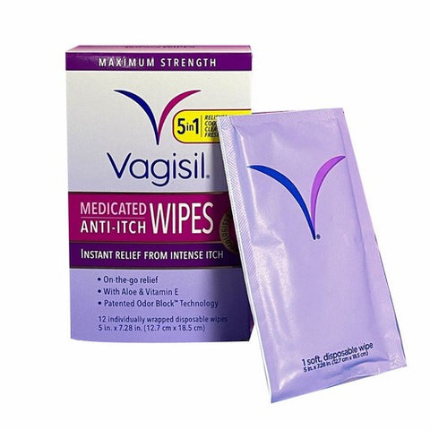 Vagisil, Anti-Itch Medicated Wipes Maximum Strength, 12 each